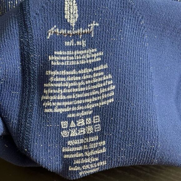 Free people happiness runs biker shorts blue indigo lurex M / L NEW - Picture 8 of 16